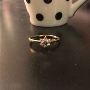 Aquamarine and blue topaz flower ring